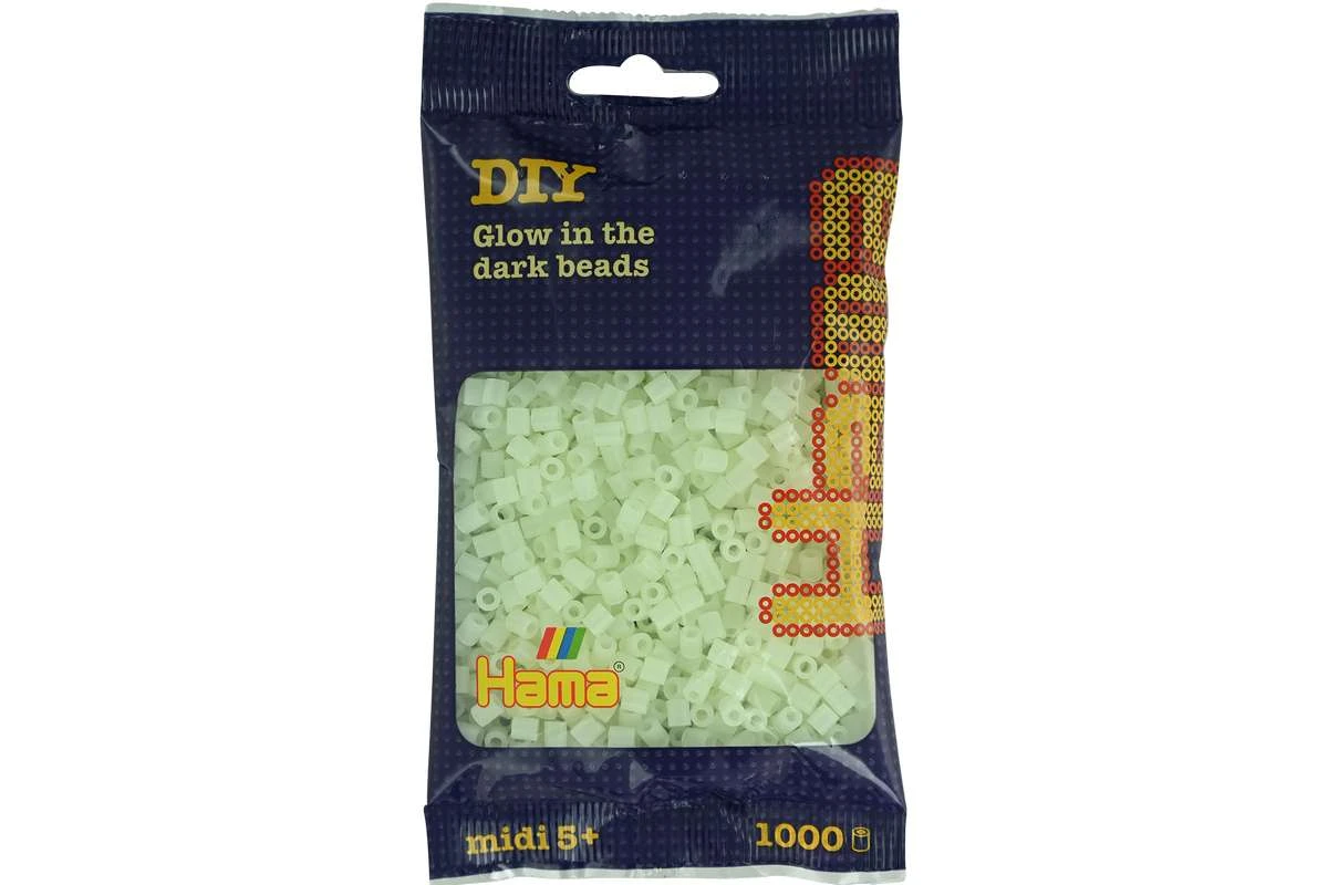 HAMA MIDI PERLER 1000STK SELVLYSENDE GRØN billede