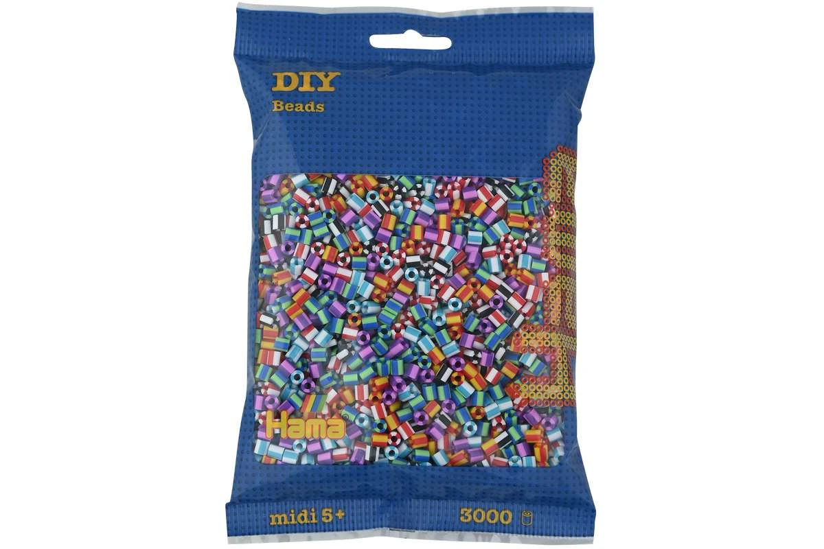 Hama midi perler 3000stk stribet mix 90 billede